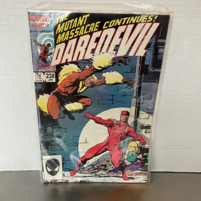 Sale Photo Thumbnail #45: Marvel Comics Daredevil #238, January 1987, featuring the Mutant Massacre storyline, bagged and boarded.