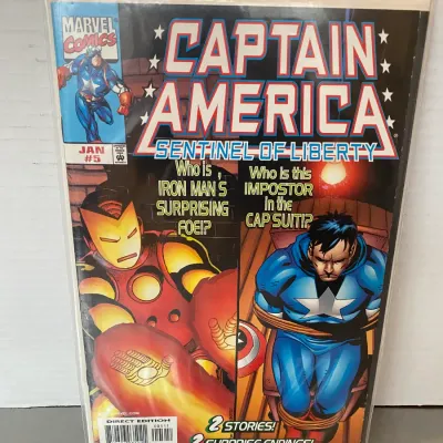 Sale Photo Thumbnail #76: Captain America: Sentinel of Liberty #5 comic book, published by Marvel Comics in January 1999, bagged and boarded.