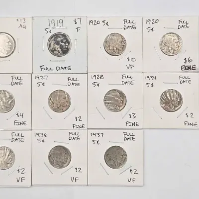 1626 11 1918 1937 buffalo nickels