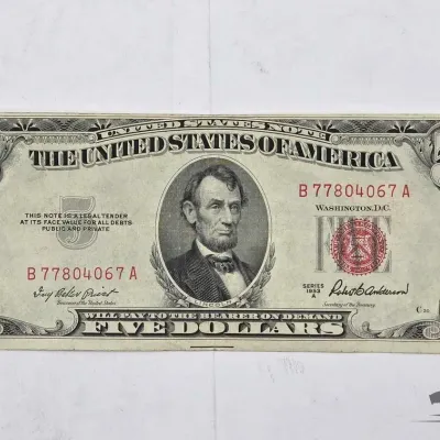 1526 1953 red seal 5 bill