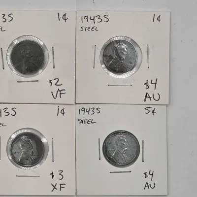 1631 4 1943 s wartime steel pennies