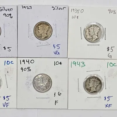 Sale Photo Thumbnail #62: 81 6 1917 1943 mercury dimes