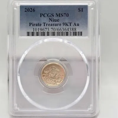 Sale Photo Thumbnail #15: 33 graded 2026 niue 1 pirate treasure 9kt gold coin 1g