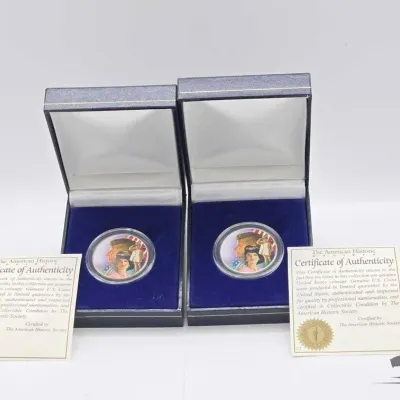 Sale Photo Thumbnail #55: 74 2 1964 colorized kennedy half dollars