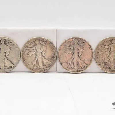 Sale Photo Thumbnail #47: 66 4 1937 1945 walking liberty half dollars