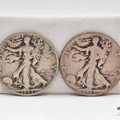 Sale Photo Thumbnail #49: 68 2 1933 walking liberty half dollars