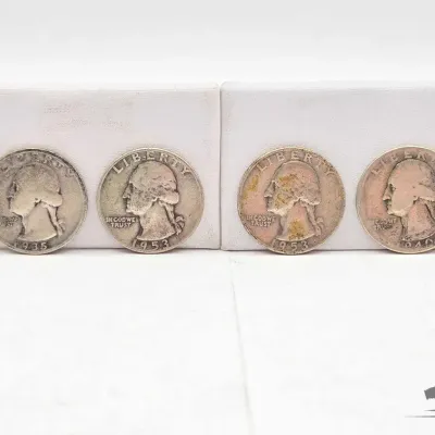 Sale Photo Thumbnail #60: 79 4 1935 1953 washington silver quarters