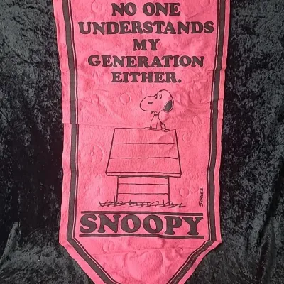 Peanuts Snoopy Banner Pink 'No One Understands My Generation Either'