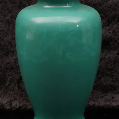 Authentic Ando Japanese Cloisonné Vase Turquoise Green Enamel Silver Rimmed Top