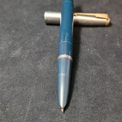 Parker 51 Vacumatic "T6" 1946 Cedar Blue Lustraloy Cap Medium To Broad Nib