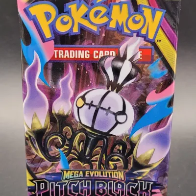Pokémon TCG Mega Evolution Pitch Black Sealed Booster Pack, Chandelure Cover Art