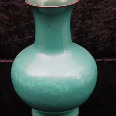 12" Ando Musen Shippo Cloisonne Vase - Jade Green - 6lb 3oz - Pure Silver Jungin