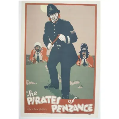 D'Oyly Carte "Pirates Of Penzance" Stone Lithograph On Linen, Ref. 1461