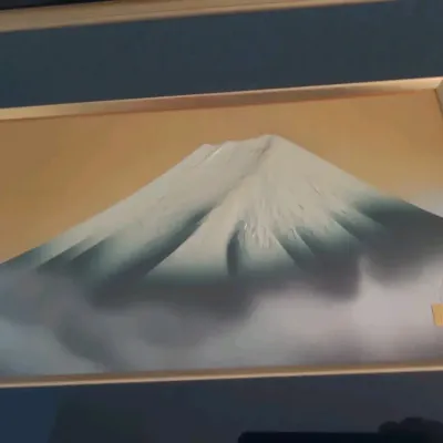Haruyama Shunzan Bronze Relief "Spring Mountain" Mount Fuji Japanese Framed Art