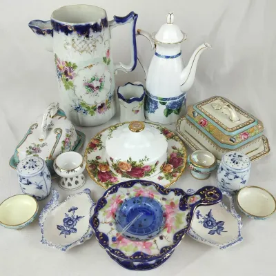 Floral Porcelain Vintage Serveware - Royal Albert, Royal Austria, and Keeling & Co.