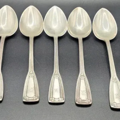 5 Tiffany & Co. Saint Dunstan Sterling Silver COFFEE/TEA Spoons Pat. 1909 | 181g