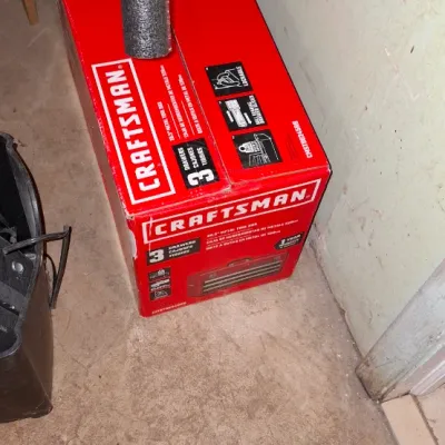 Sale Photo Thumbnail #160: Craftsman 3-drawer metal tool box, new in its original red retail packaging.