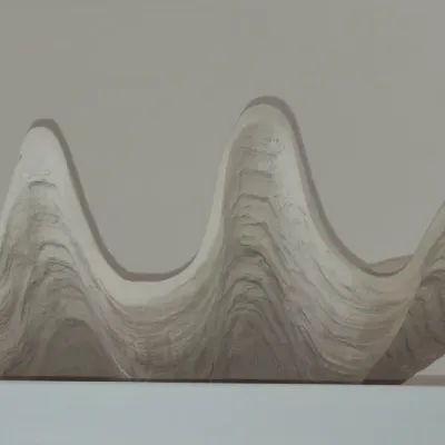 Sale Photo Thumbnail #31: Large decorative giant clam shell bowl, featuring distinct wavy ridges and a matte off-white finish.
