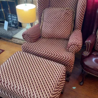 Sale Photo Thumbnail #102: Wingback chair and ottoman