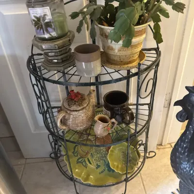 Sale Photo Thumbnail #242: Metal shelf and plants with other various decor