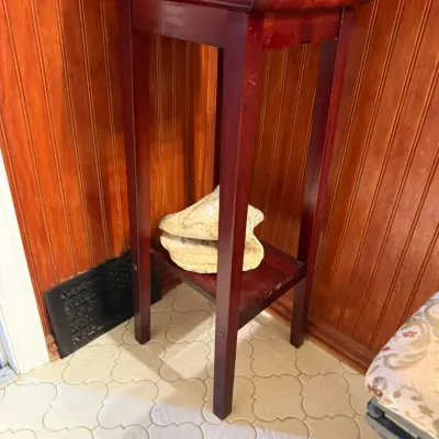 Sale Photo Thumbnail #207: Wooden corner table with sea shell decor