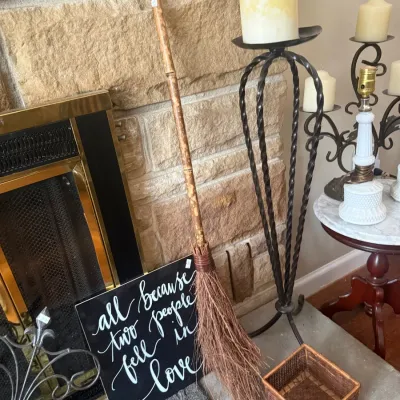 Sale Photo Thumbnail #161: Witches broom and candle holder, various home decor