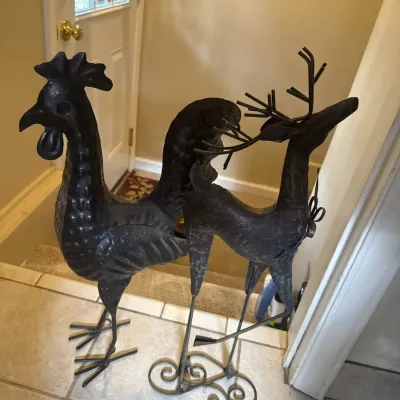 Sale Photo Thumbnail #241: Metal deer and rooster decor