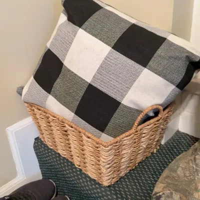 Sale Photo Thumbnail #77: Checkered pillow and basket