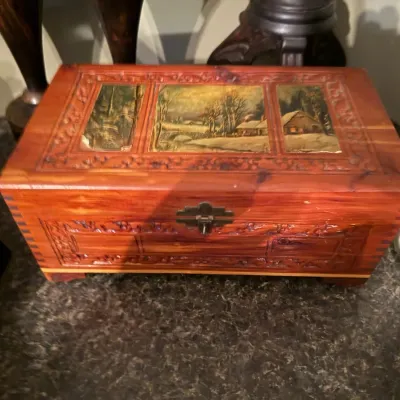 Sale Photo Thumbnail #212: Vintage, decorative, wooden carved box