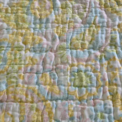 Vintage Pastel Floral Quilted Blanket