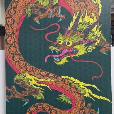 Dragon Screen Print On Canvas