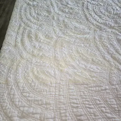 White & Yellow With Pink Trimed Quilt
