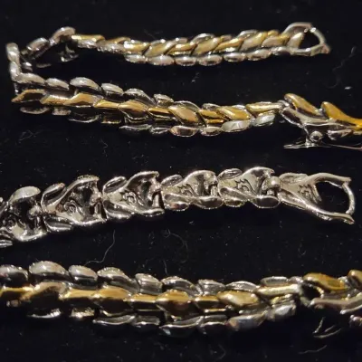 2 Sterling And Gold Toned Dragon Bracelets 63 Grams