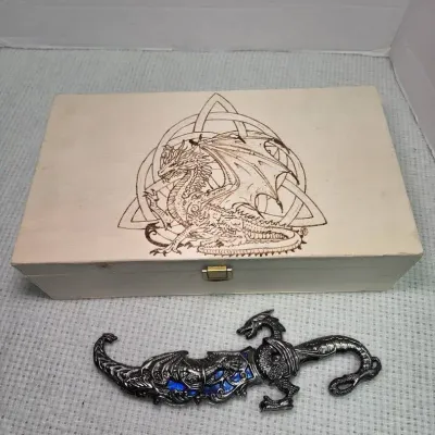 Dragon Knife With Bolla Cigar Box With Dragon 