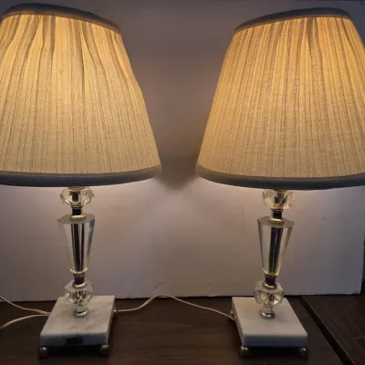 2 MCM Lamps With Italian Marble Bases