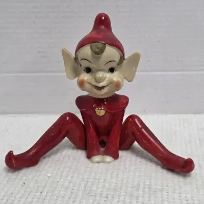MCM 1950s Cold-Painted Ceramic Elf Figurine