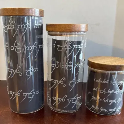 Etched Glass Jars