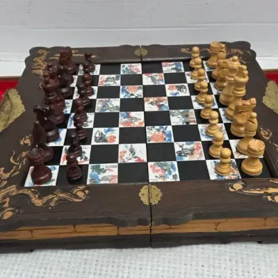 Vintage Asian-Inspired Chess Set