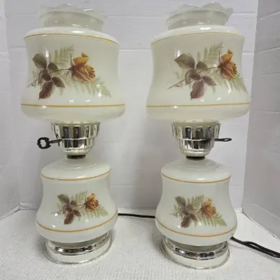 Vintage Milk Glass Electric Parlor Lamps