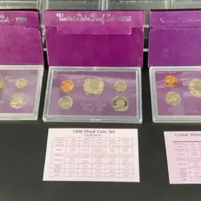 Coin Proof Sets for 1984, 1986 and 1988