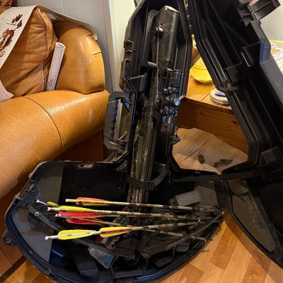 Sale Photo Thumbnail #103: Modern hunting crossbow with a mounted scope, 