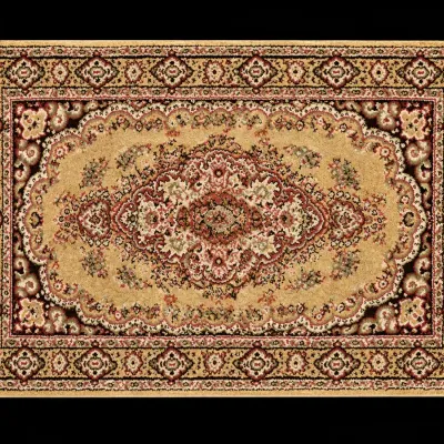 Traditional Persian Style Oriental Accent Rug Floral Medallion with Fringe