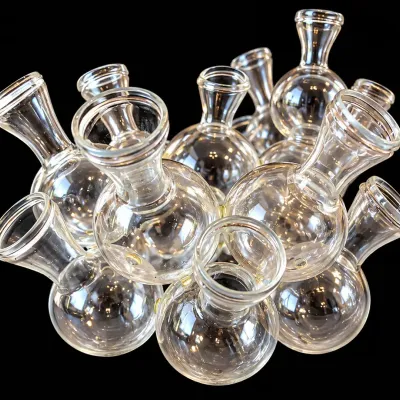 Modern Clear Glass Multi-Bud Vase Cluster Sculptural Floral Centerpiece