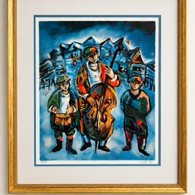Signed & Numbered Yosl Bergner "Klezmer Musicians" Fine Art Lithograph