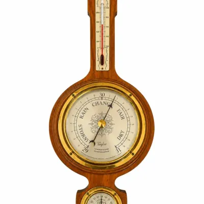 Vintage Taylor Instruments Asheville NC Wood Banjo Barometer Thermometer Hygrometer