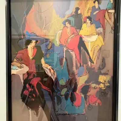 Signed Modernist Abstract Fashion Ladies Colorful Framed Art Print