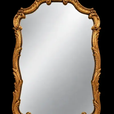 Vintage Ornate Gold Gilt Rococo Baroque Style Wall Mirror Floral Carved Frame