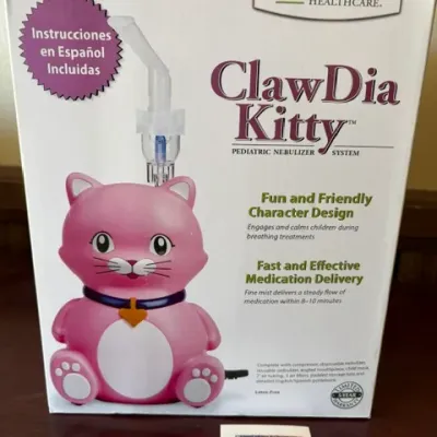 Veridian Healthcare ClawDia Kitty pediatric nebulizer system in its original retail box.