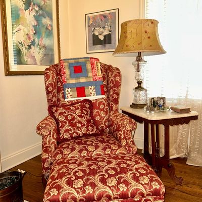 Sale Photo Thumbnail #7: One of two wingback chairs