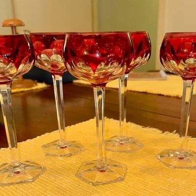 Sale Photo Thumbnail #59: Red cut to clear stemware